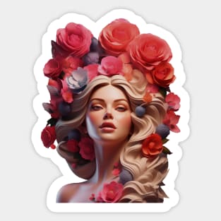 Bloom of Femininity: A Floral Fusion in Womanhood Sticker